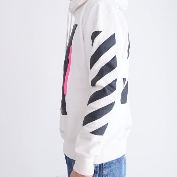 Off-White Caravaggio Hooded Cotton Streetwear Sweatshirt White Size Large - Picture 3 of 16